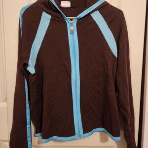 C.W. Blue and Brown Zip Up Hoodie